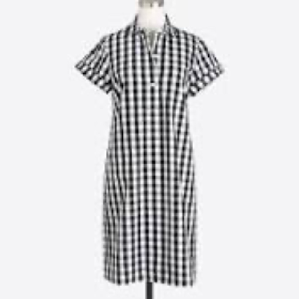 J Crew Gingham Shirt Dress Size M